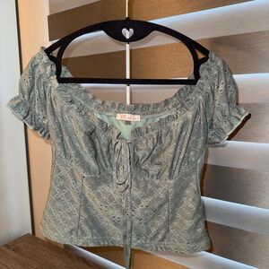 SAGE GREEN EYELET BLOUSE BY BLUSH SIZE SMALL